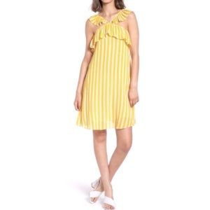 Rebecca Minkoff Yellow Stripe Tinsley Ruffled Halter Dress NWT